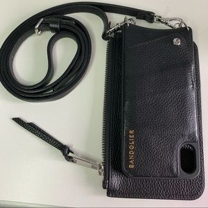 Bandolier black leather strap case and bag